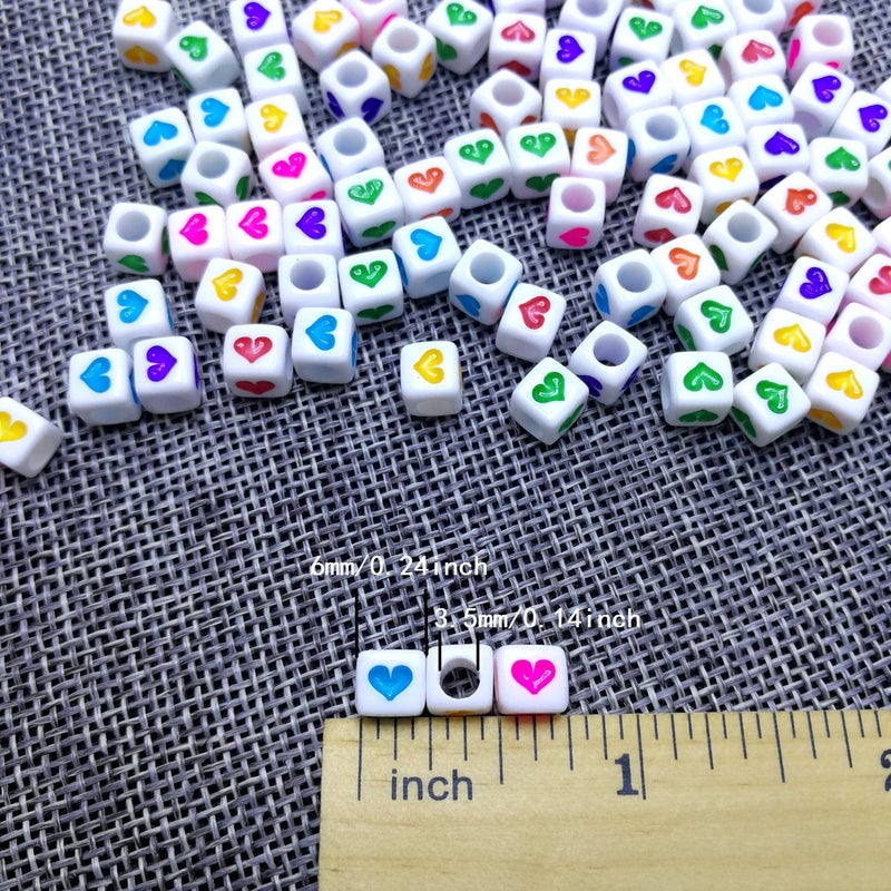 Looconi Amaney 400Pcs 6x6mm White Acrylic Colorful Heart sheap Cube Beads Mixed Colors Square Shape Loose Beads for Jewelry Making - Image 2